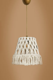 Candeeiro de Teto – 30 cm x 20 cm – Creme – Plástico com Macramê