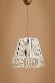 Candeeiro de Teto – 25 cm x 20 cm – Creme – Plástico com macramé