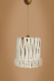 Candeeiro de Teto – 25cm x 65cm – Creme – Plástico e Macramé
