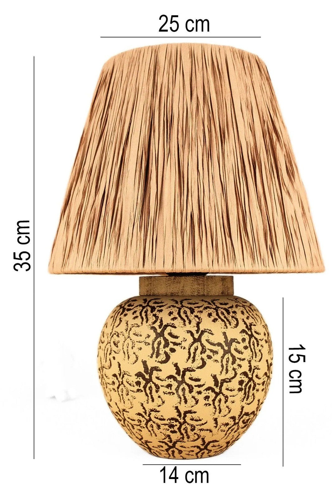 Candeeiro de Mesa de Cerâmica – 35 cm – Marrom