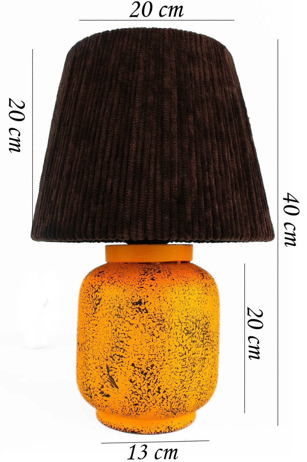 Candeeiro de Mesa de Cerâmica – 40 cm – Laranja e Marrom
