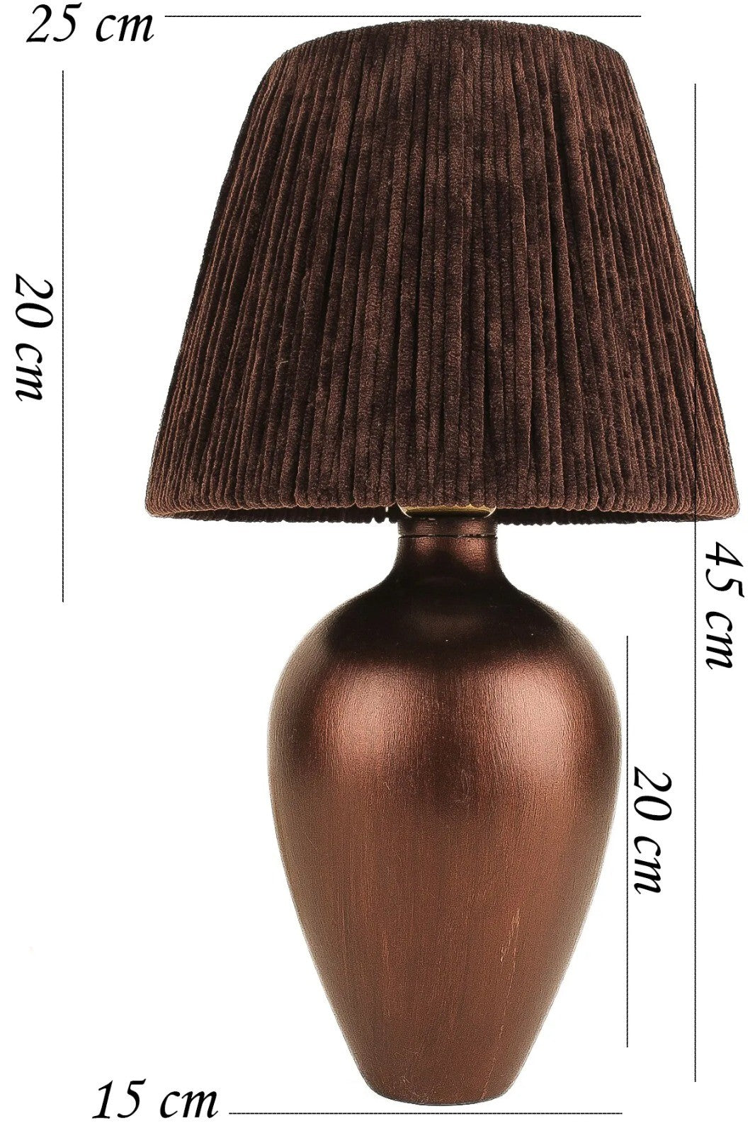 Candeeiro de Mesa de Cerâmica – 45 cm – Marrom
