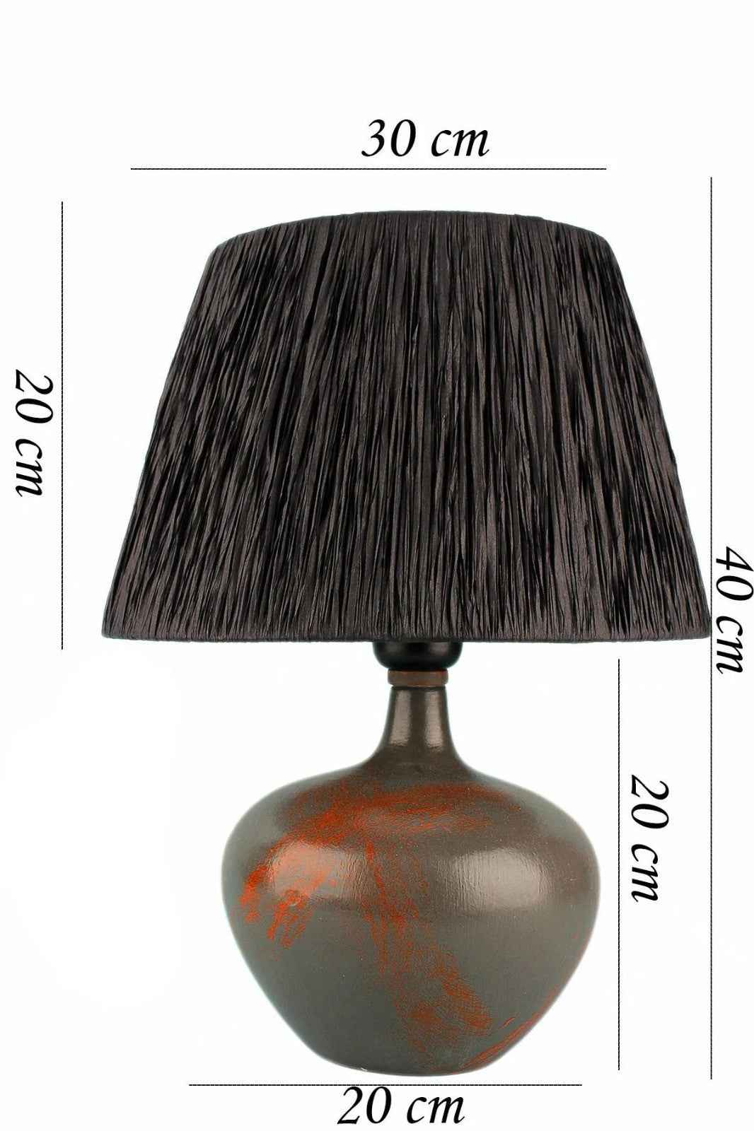 Candeeiro de Mesa – 40 cm – Cinza e Preto – Cerâmica