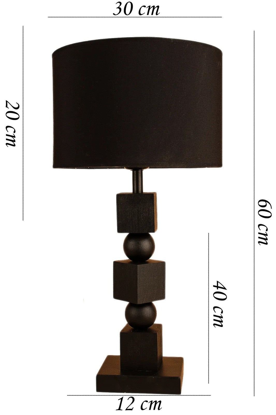 Candeeiro de Mesa – 60 cm – Preto – Madeira e PVC