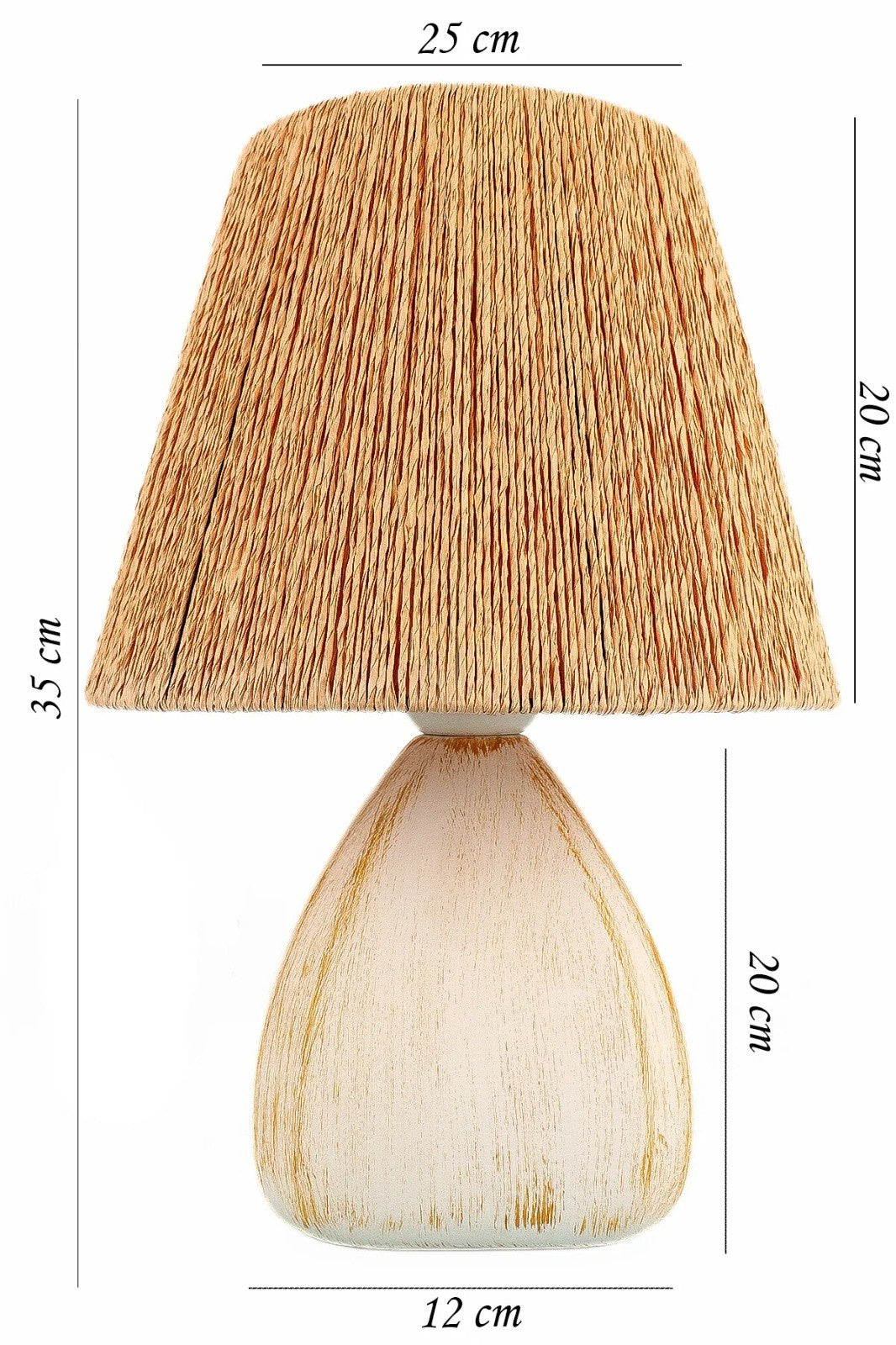 Candeeiro de Mesa – 35 cm – Natural – Cerâmica e Juta