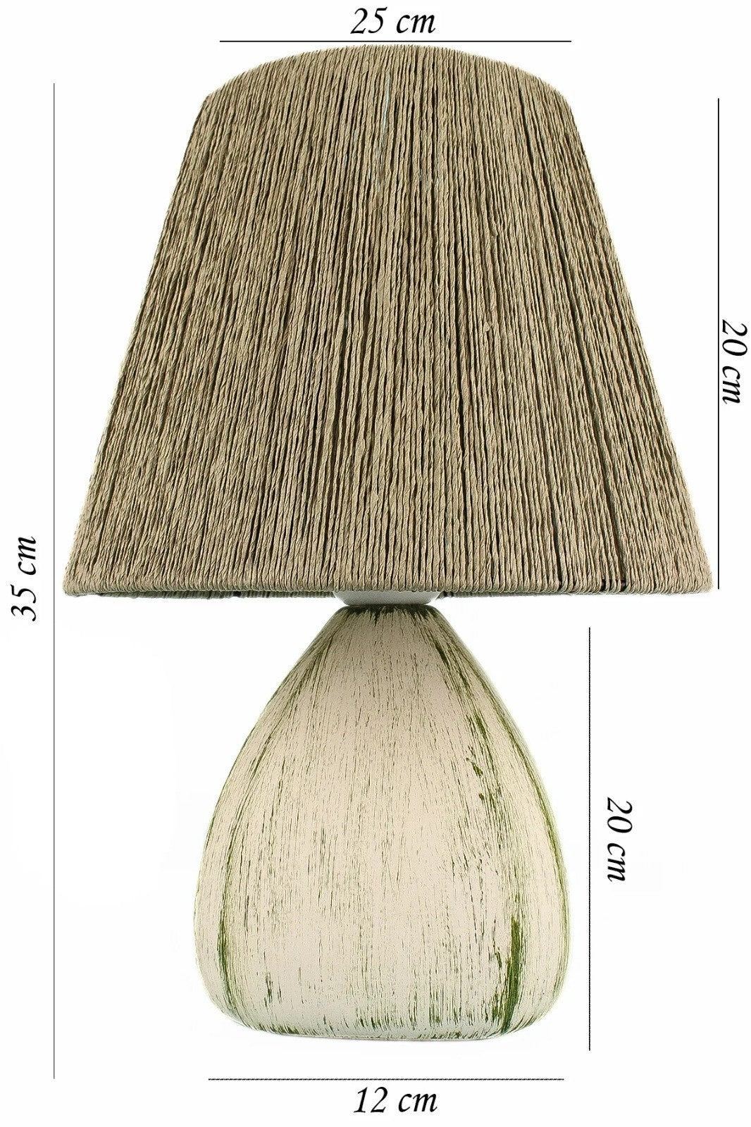 Candeeiro de Mesa – 35 cm – Verde – Cerâmica