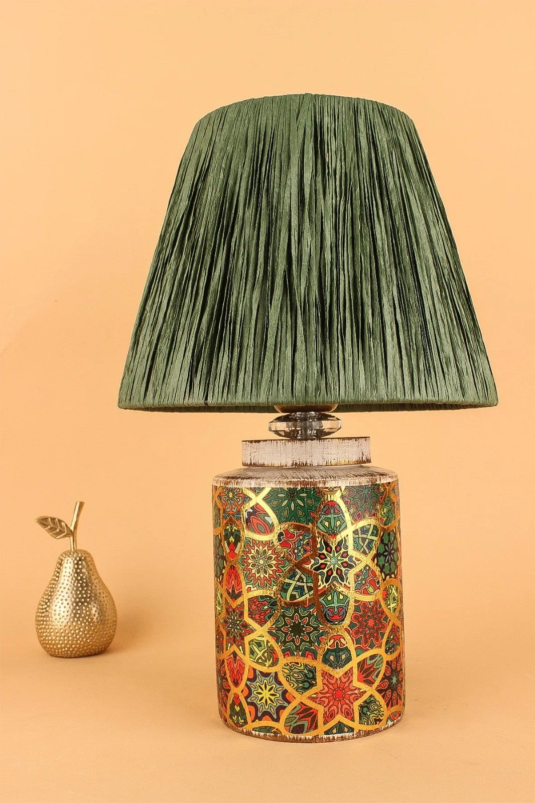 Candeeiro de Mesa – 38 cm – Verde – Cerâmica