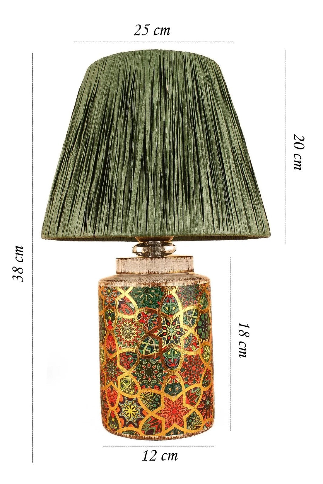 Candeeiro de Mesa – 38 cm – Verde – Cerâmica