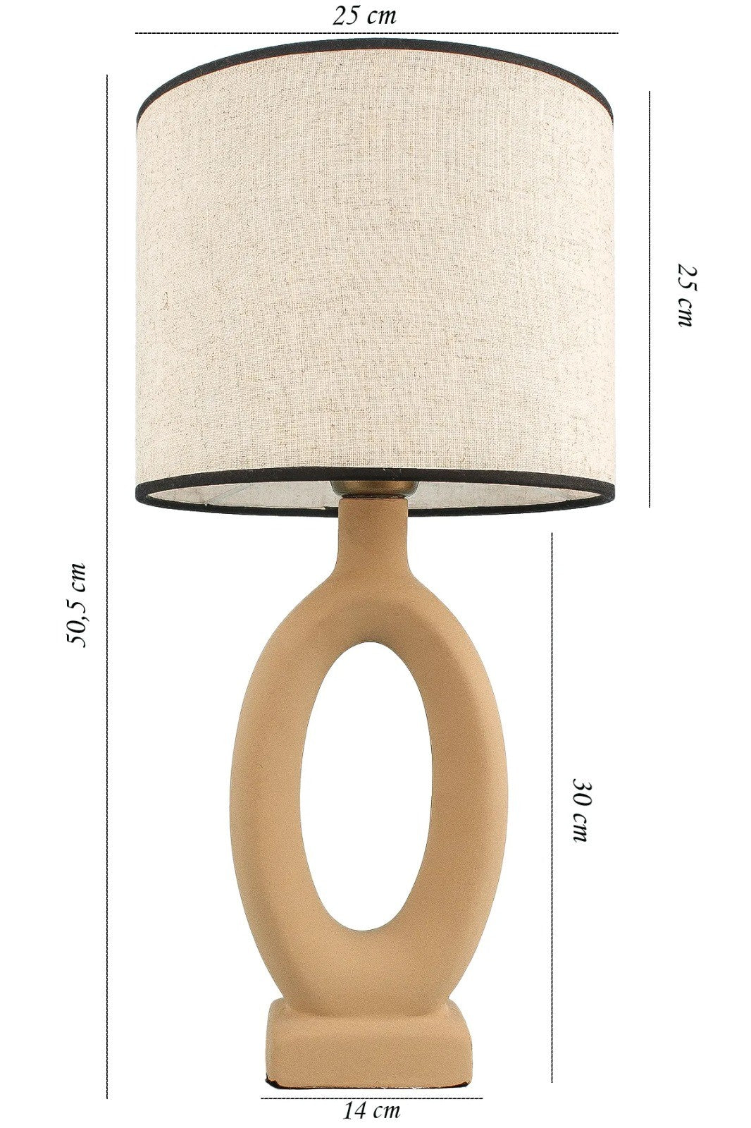 Candeeiro de mesa em cerâmica – 50,5 cm de altura – Mostarda e Branco