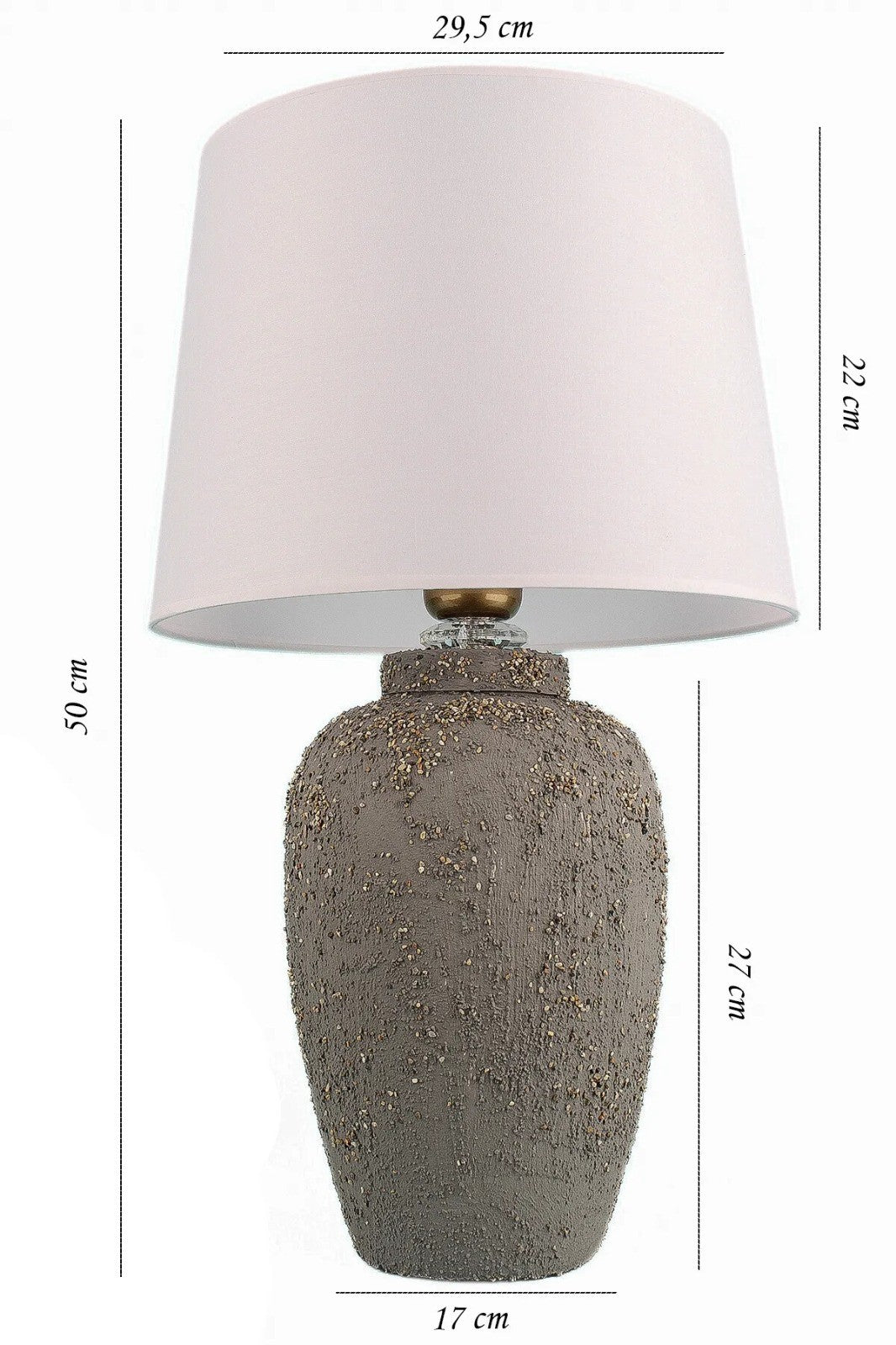Candeeiro de Mesa – 50 cm – Cinza e Branco – Cerâmica