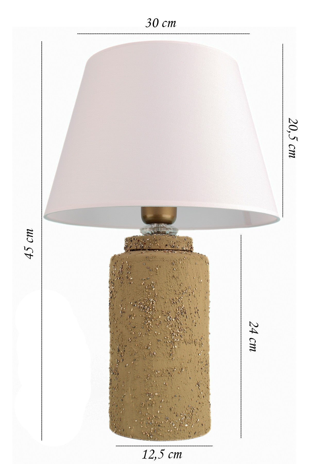 Candeeiro de Mesa – 45 cm – Bege e Branco – Cerâmica