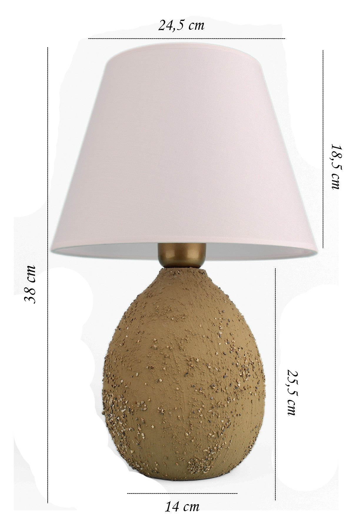 Candeeiro de Mesa – 38 cm – Bege e Branco – Cerâmica