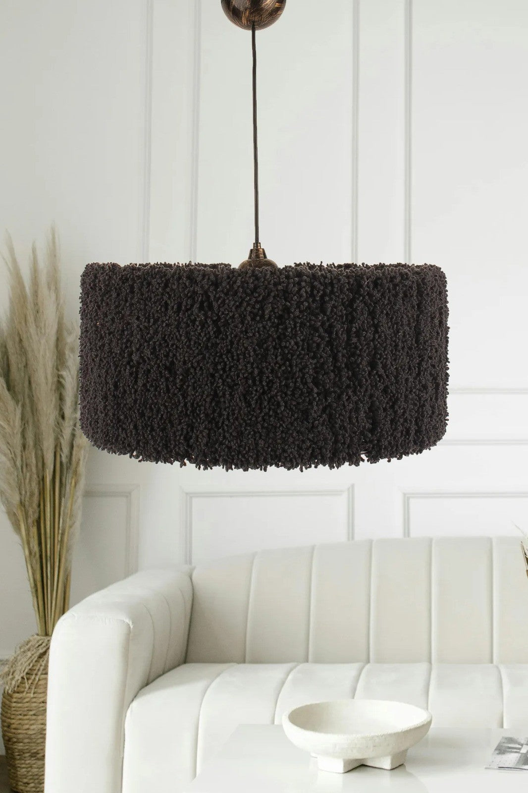 Candeeiro de Teto – 19-59 cm – Preto – Plástico/Algodão