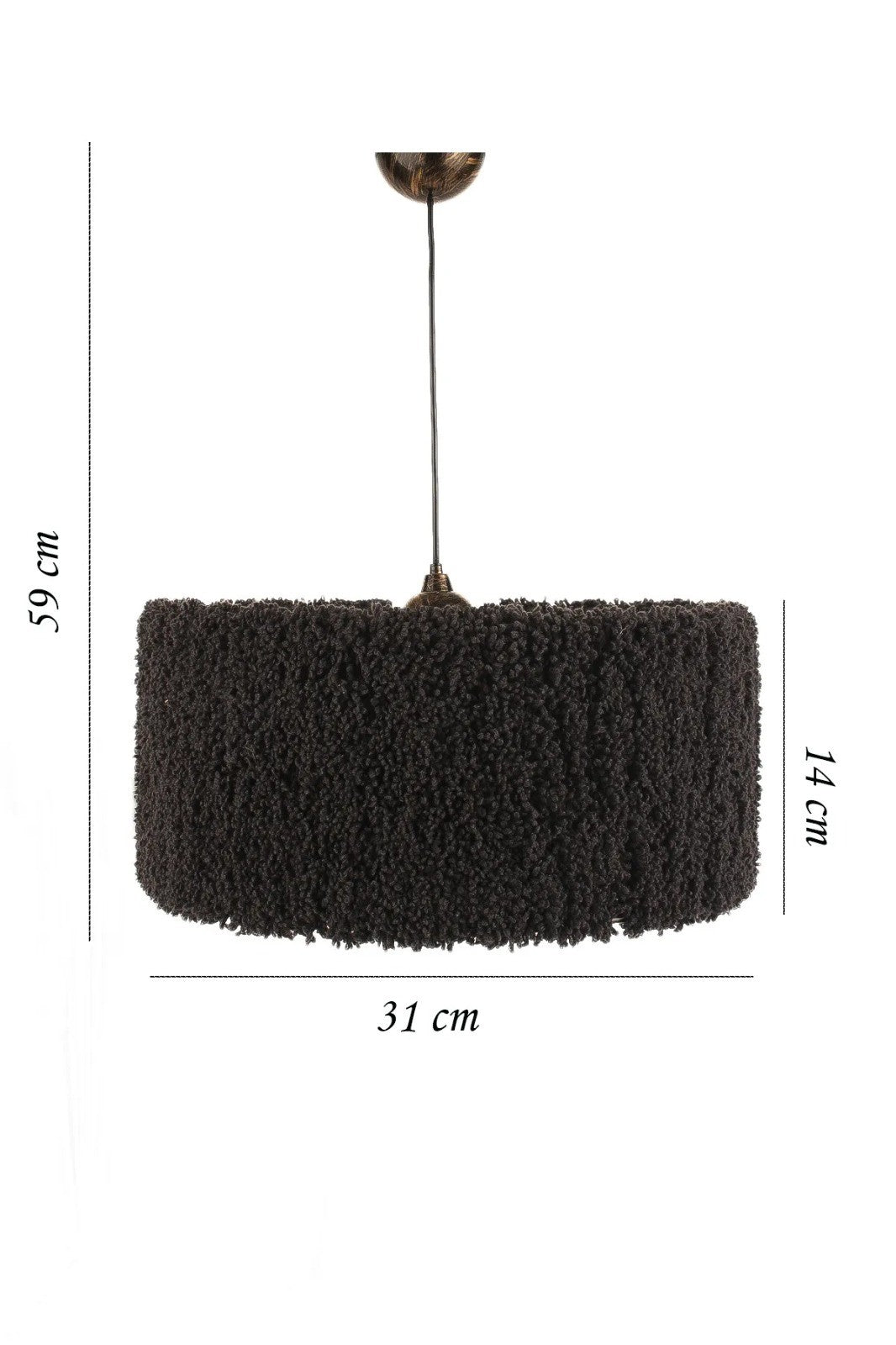 Candeeiro de Teto – 19-59 cm – Preto – Plástico/Algodão