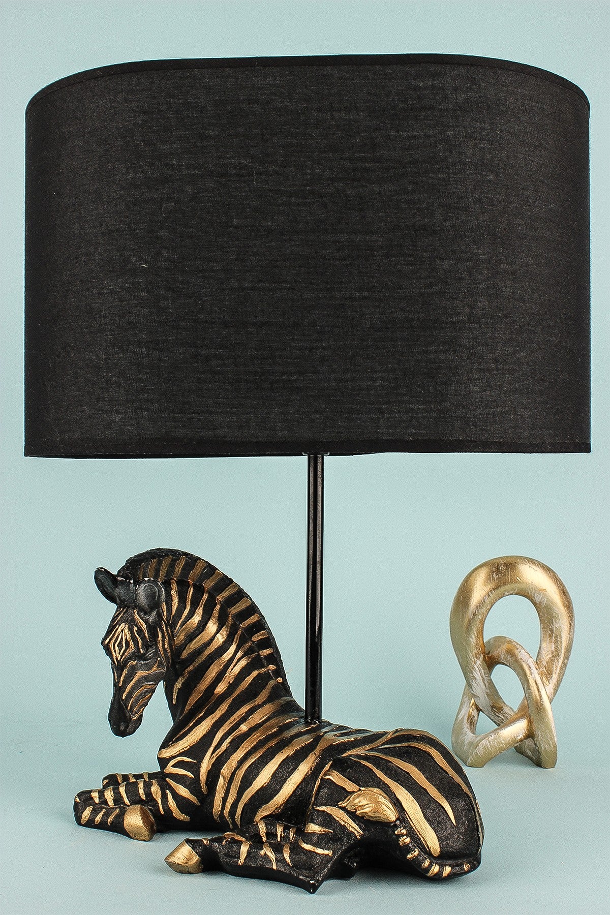 Candeeiro de mesa – 38 cm – Preto – Cerâmica e Algodão