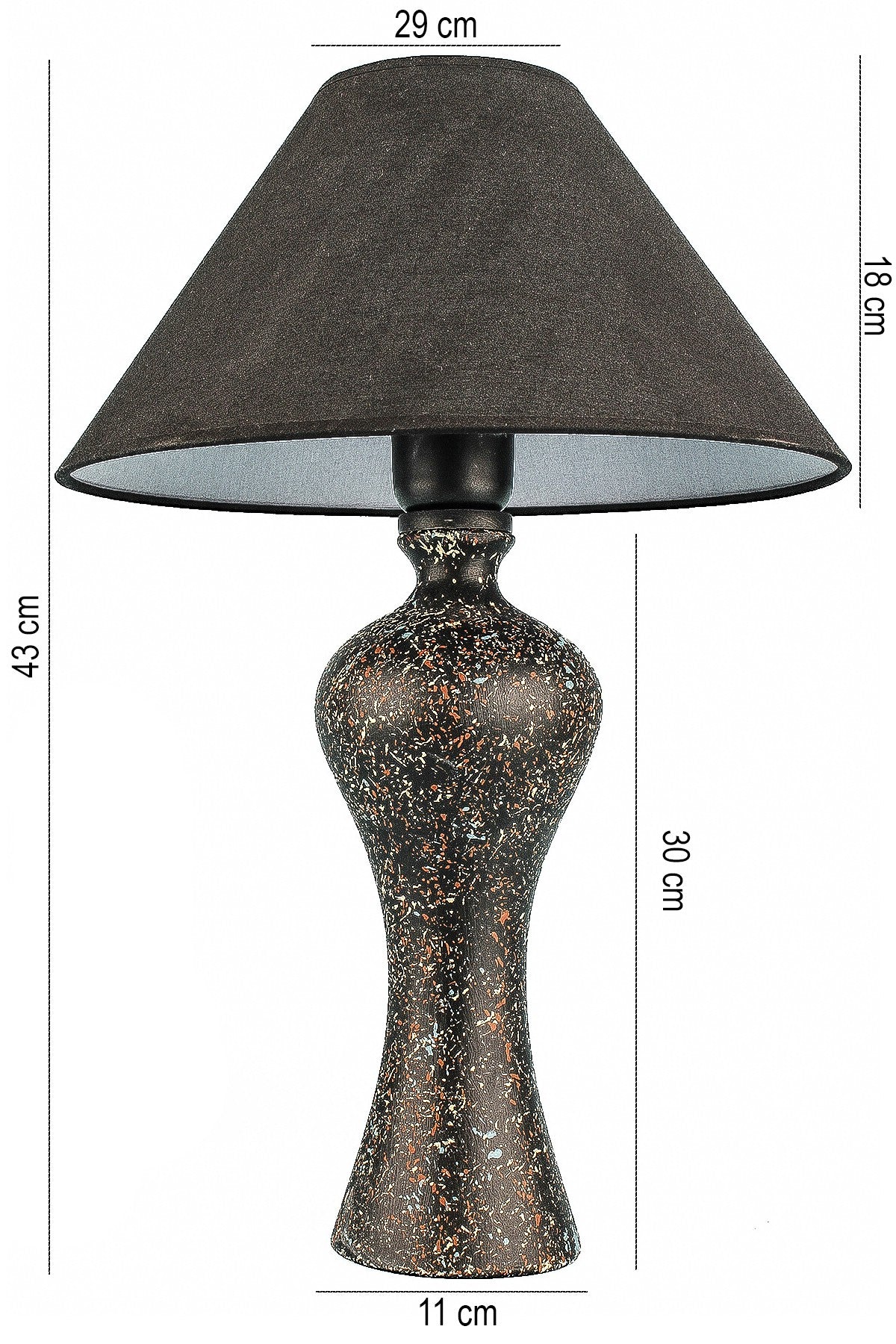 Candeeiro de mesa – 43 cm – Preto – Cerâmica