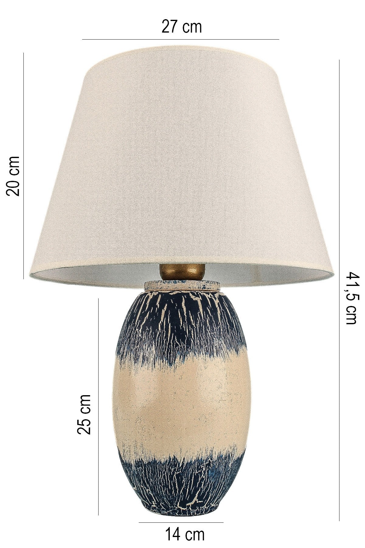 Candeeiro de mesa – 41,5 cm – Multicolorido – Cerâmica