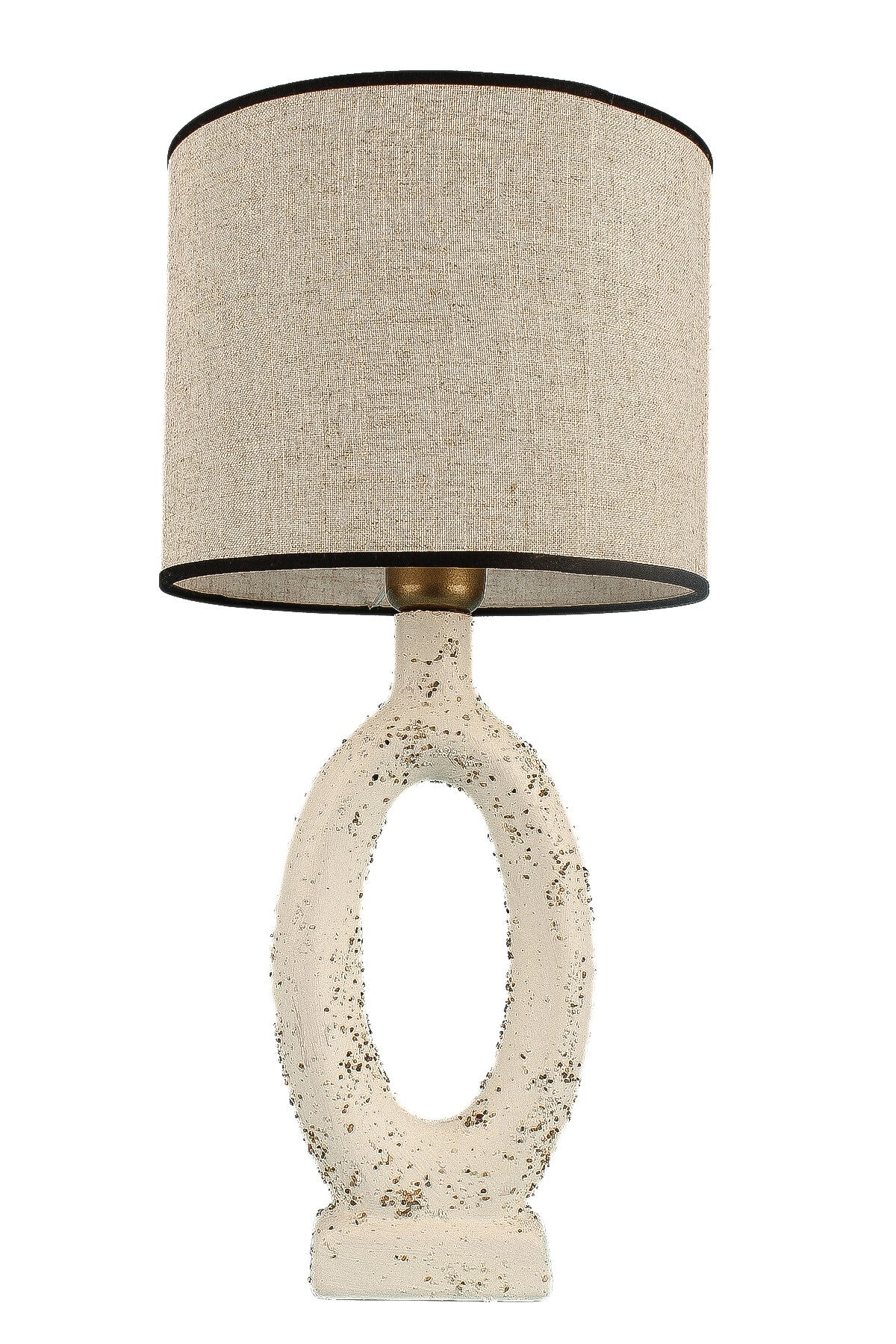 Candeeiro de Mesa em Cerâmica – 50.5 cm – Bege e Branco