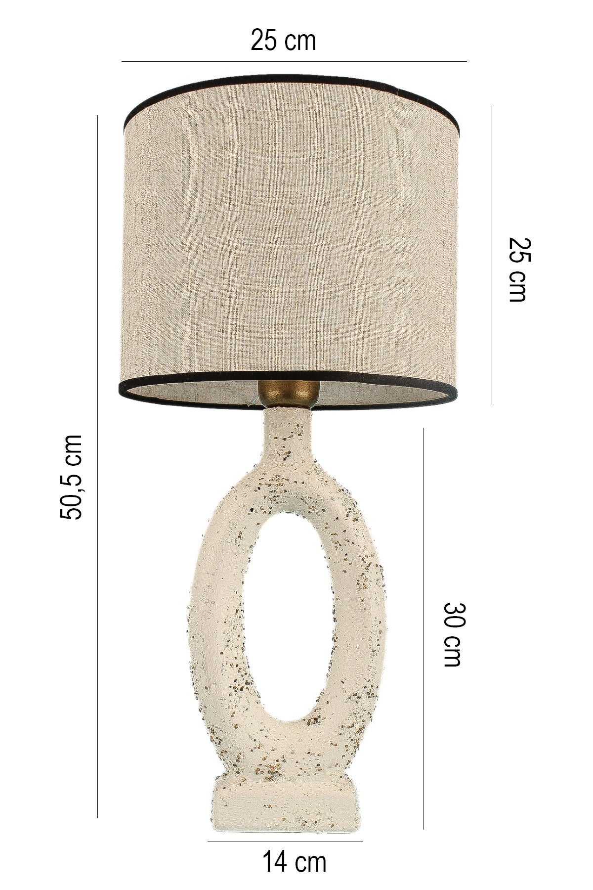 Candeeiro de Mesa em Cerâmica – 50.5 cm – Bege e Branco