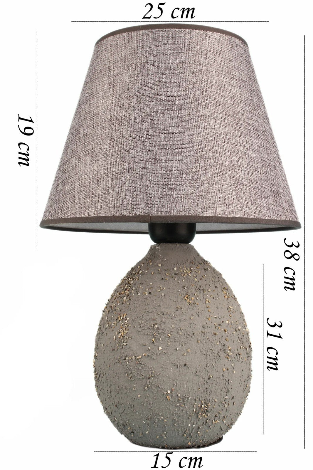 Candeeiro de mesa – 38 cm – Cinza – Cerâmica