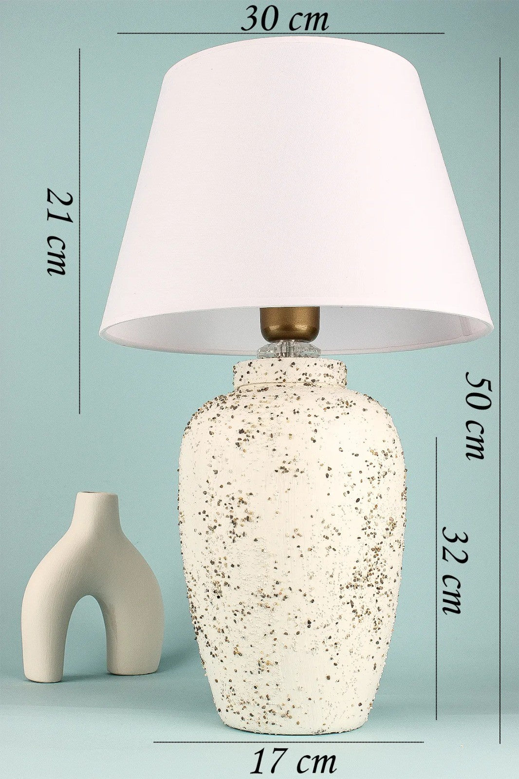 Candeeiro de mesa – 50 cm – Branco – Cerâmica