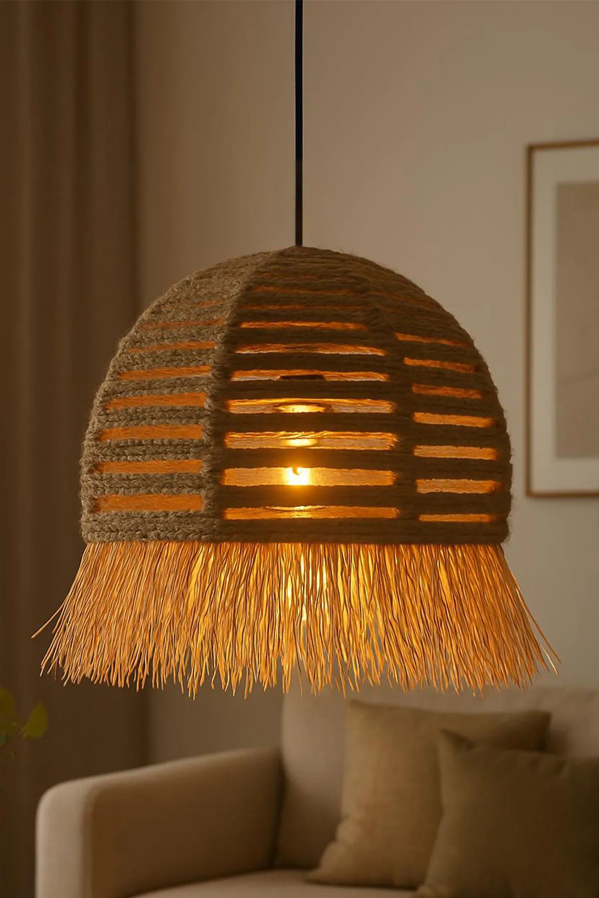 Candeeiro de Teto – Ø30 h:30 cm – Ecru – Plástico