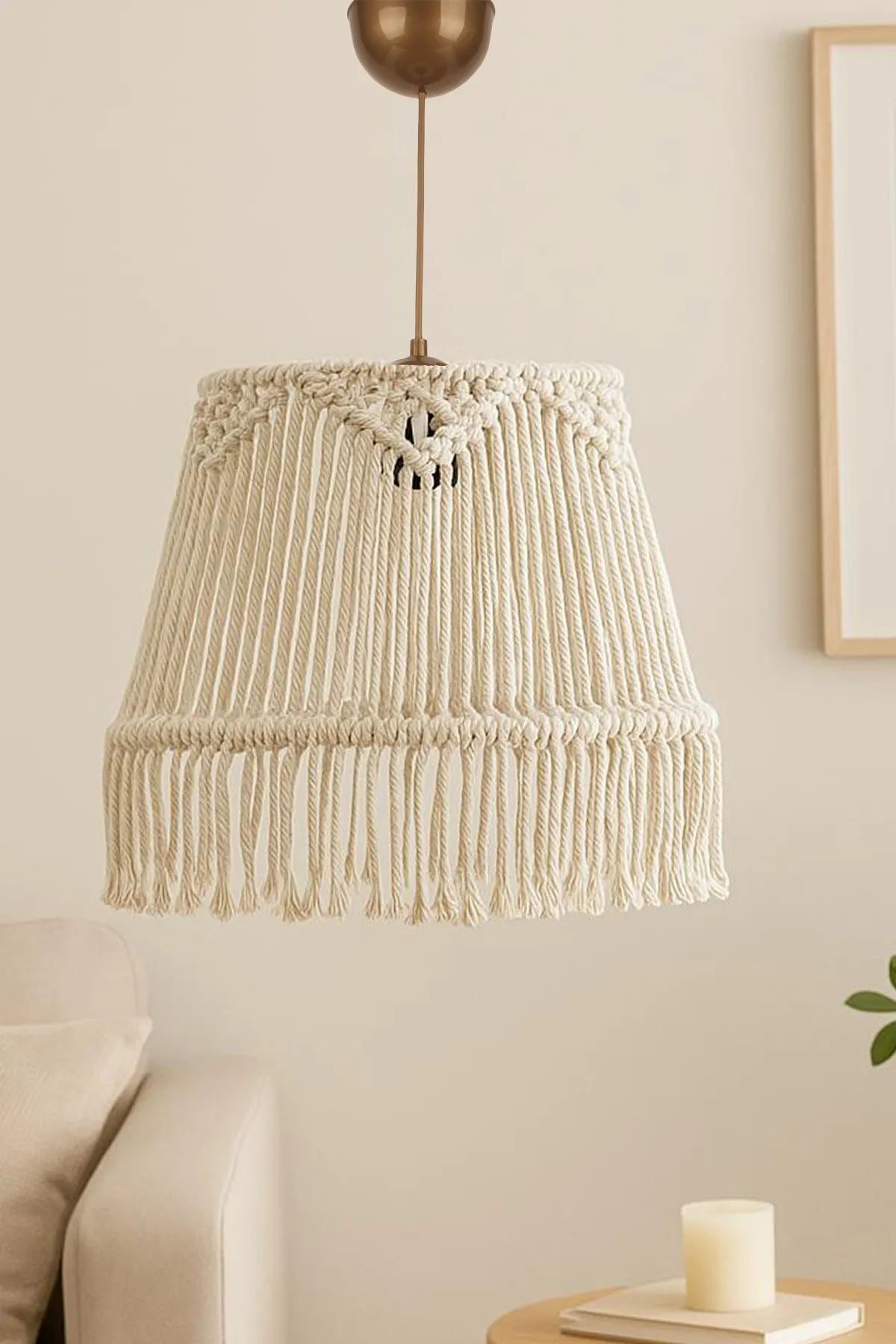 Candeeiro de Teto – 20-57 cm – Ecru – Plástico