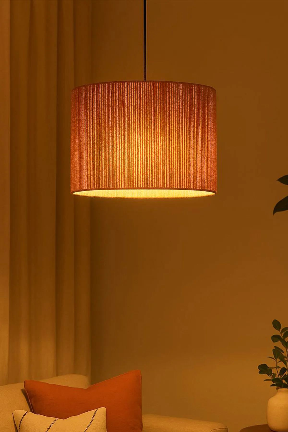 Candeeiro de Teto – Ø30 h:20 cm – Ecru – Corpo Metálico