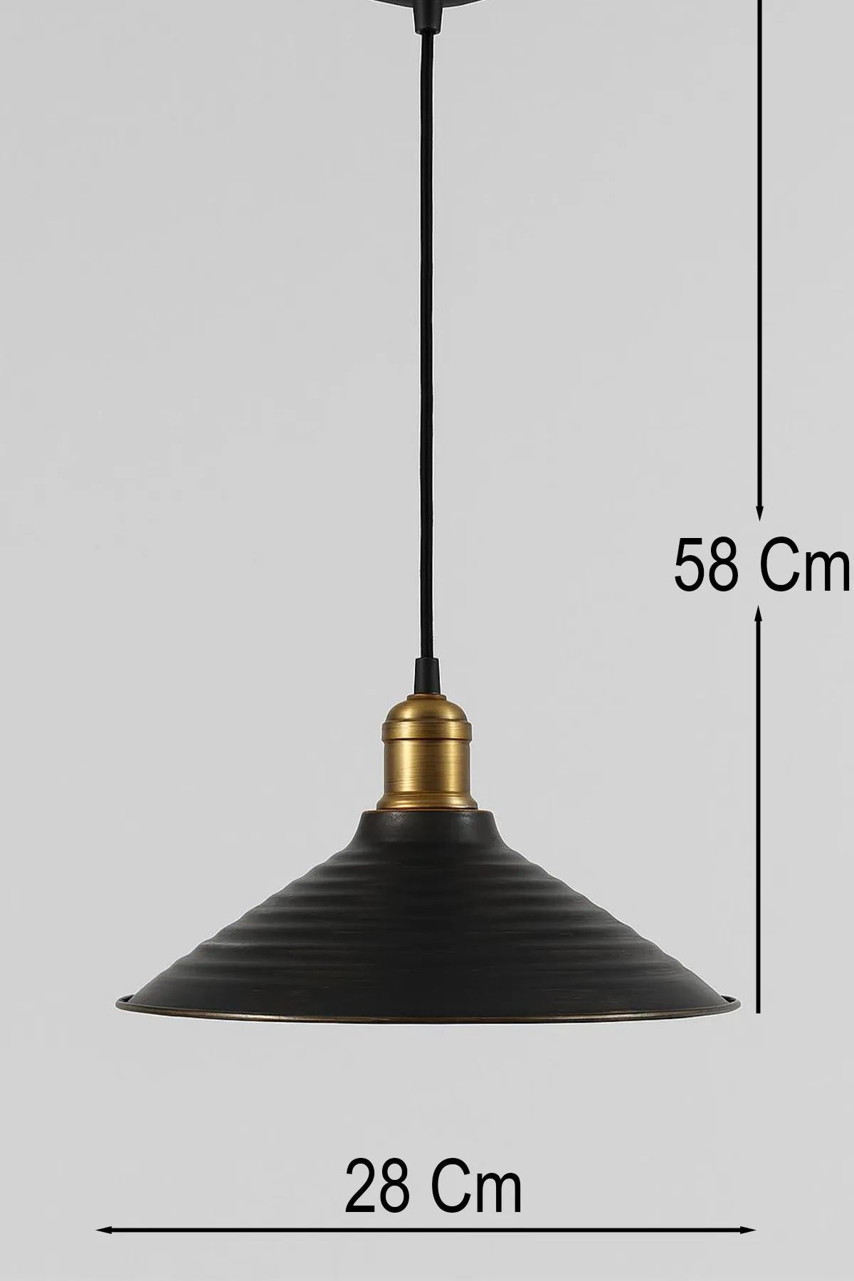 Candeeiro de Teto – Ø28 cm – Preto – Plástico e Metal