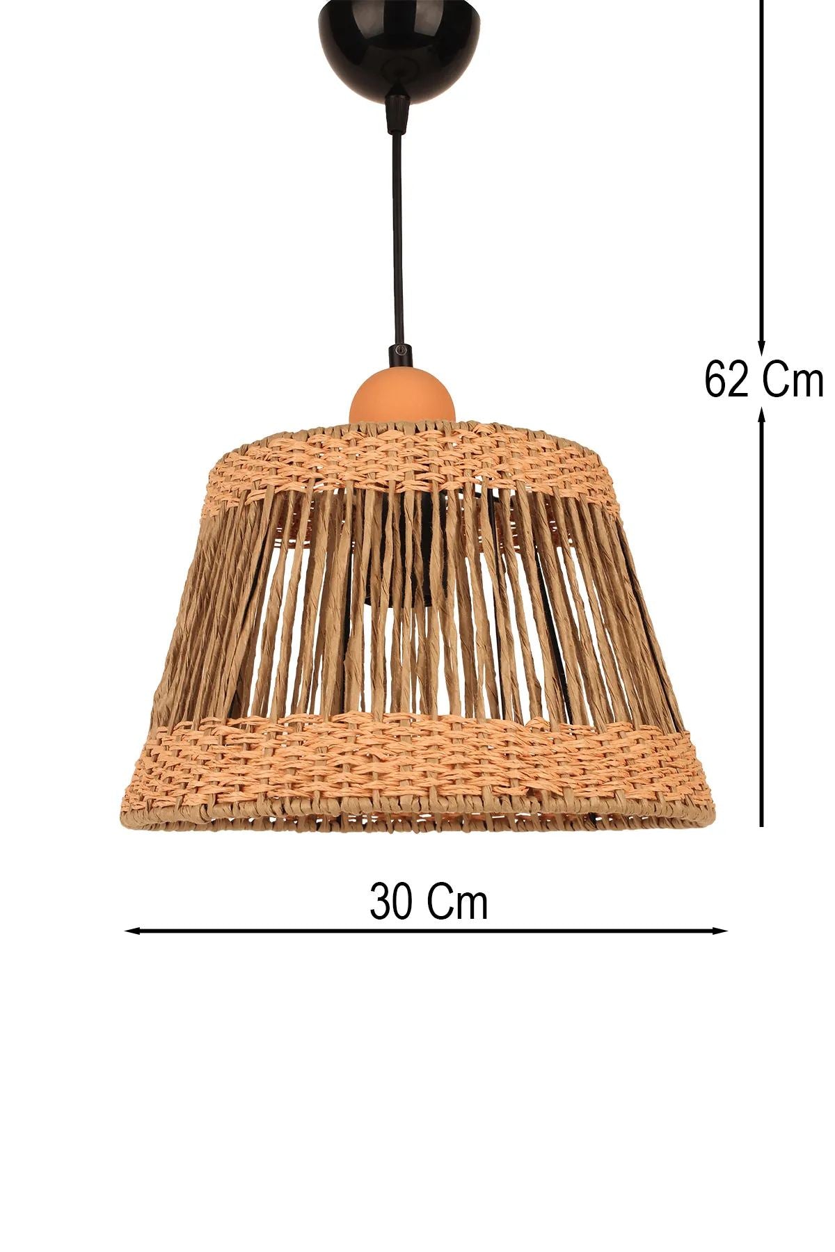 Candeeiro de Teto – 25-62 cm – Laranja – Plástico com Rafia