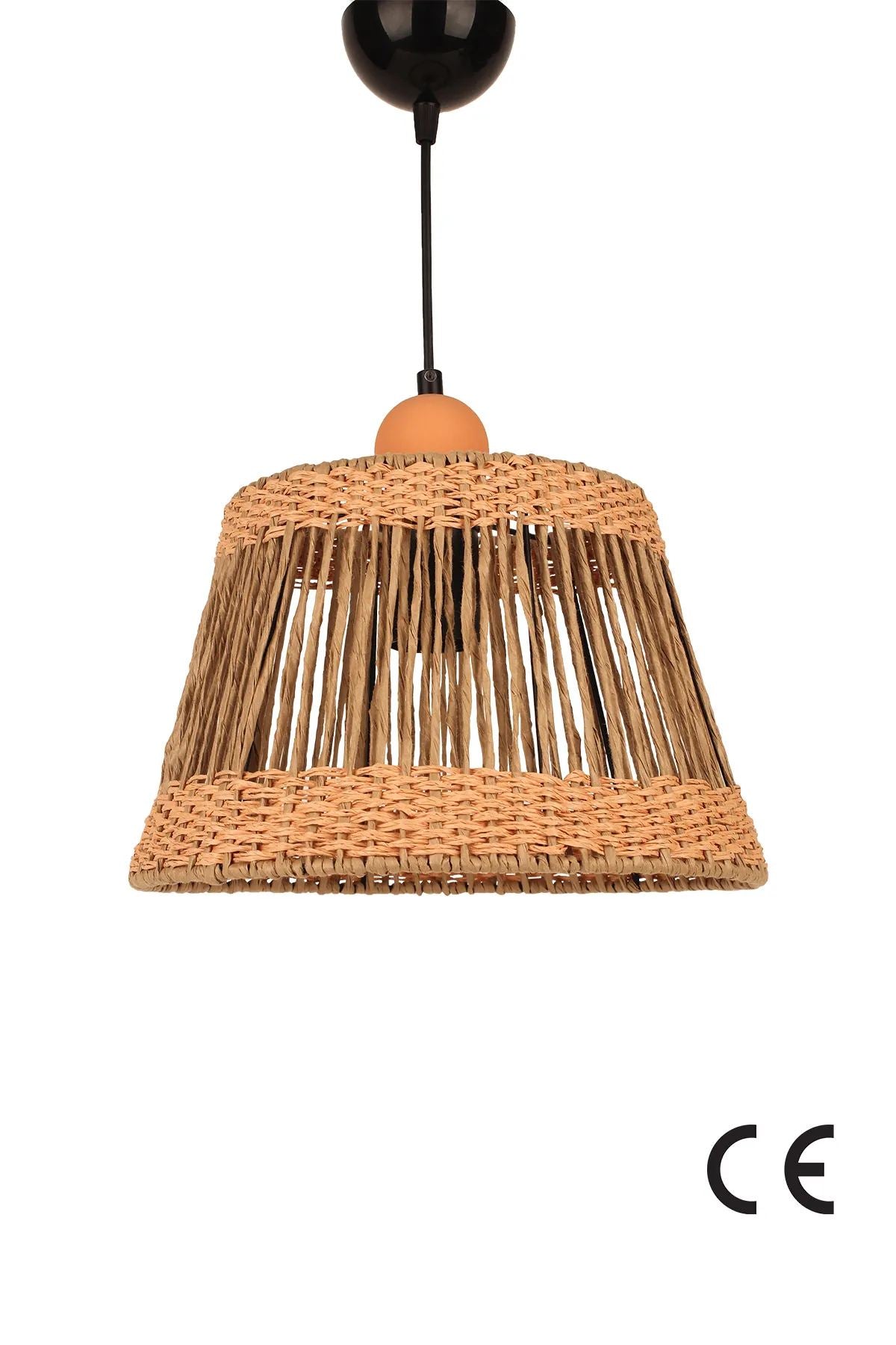 Candeeiro de Teto – 25-62 cm – Laranja – Plástico com Rafia