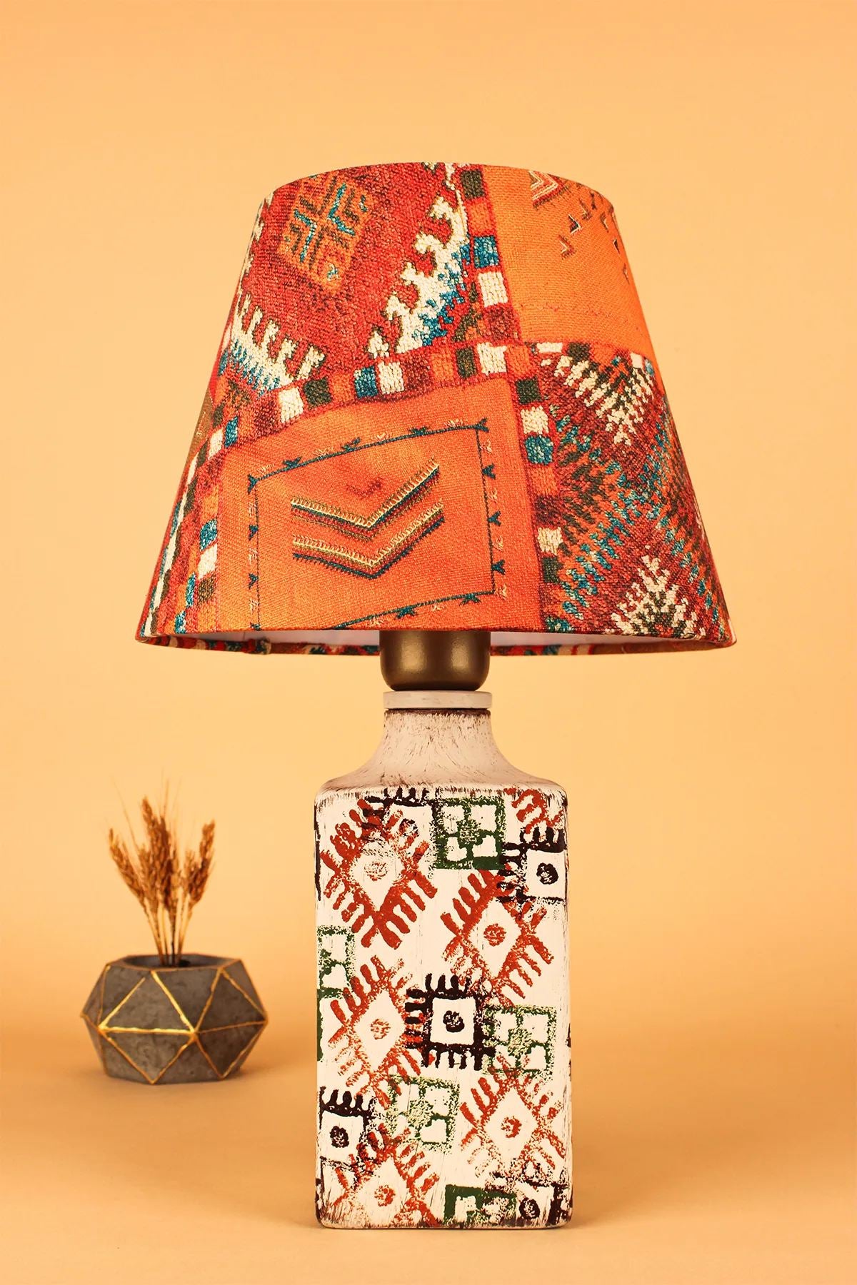 Candeeiro de Mesa de Cerâmica – Ø25 h:18 cm – Multicolorido