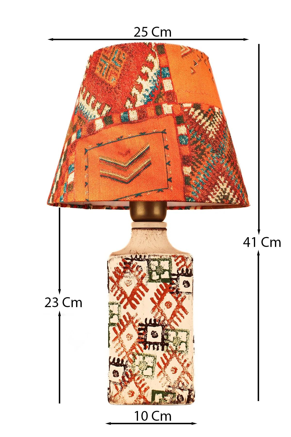 Candeeiro de Mesa de Cerâmica – Ø25 h:18 cm – Multicolorido