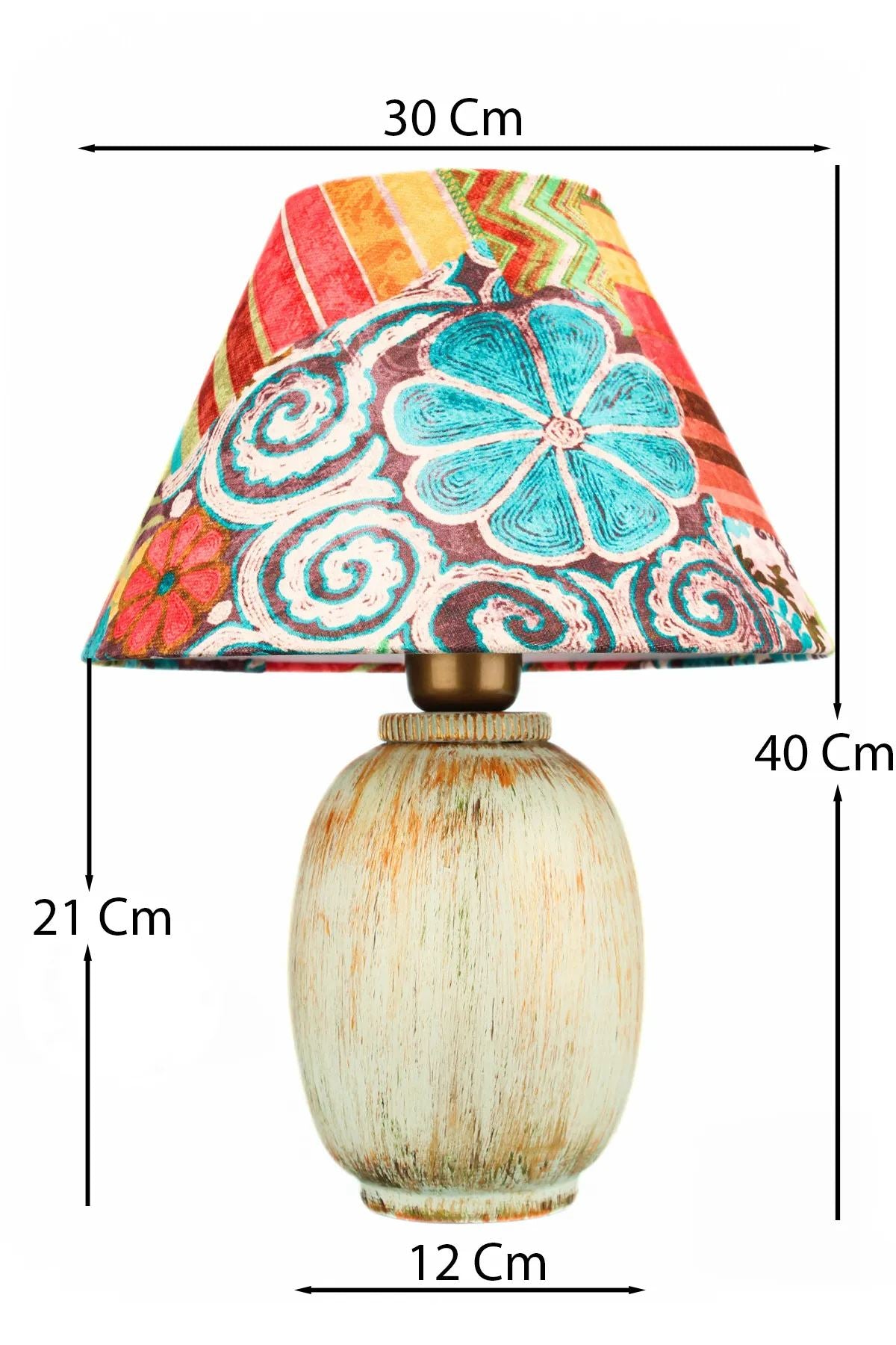 Candeeiro de Mesa de Cerâmica – Ø30 h:19 cm – Multicolorido