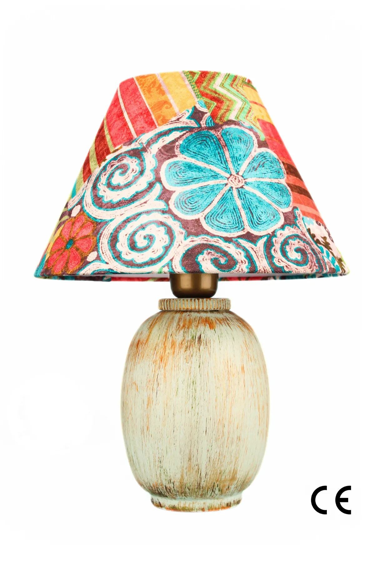 Candeeiro de Mesa de Cerâmica – Ø30 h:19 cm – Multicolorido