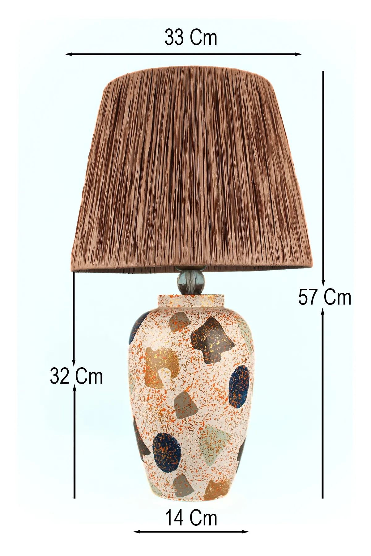 Candeeiro de Mesa de Cerâmica – 57 cm – Multicolorido