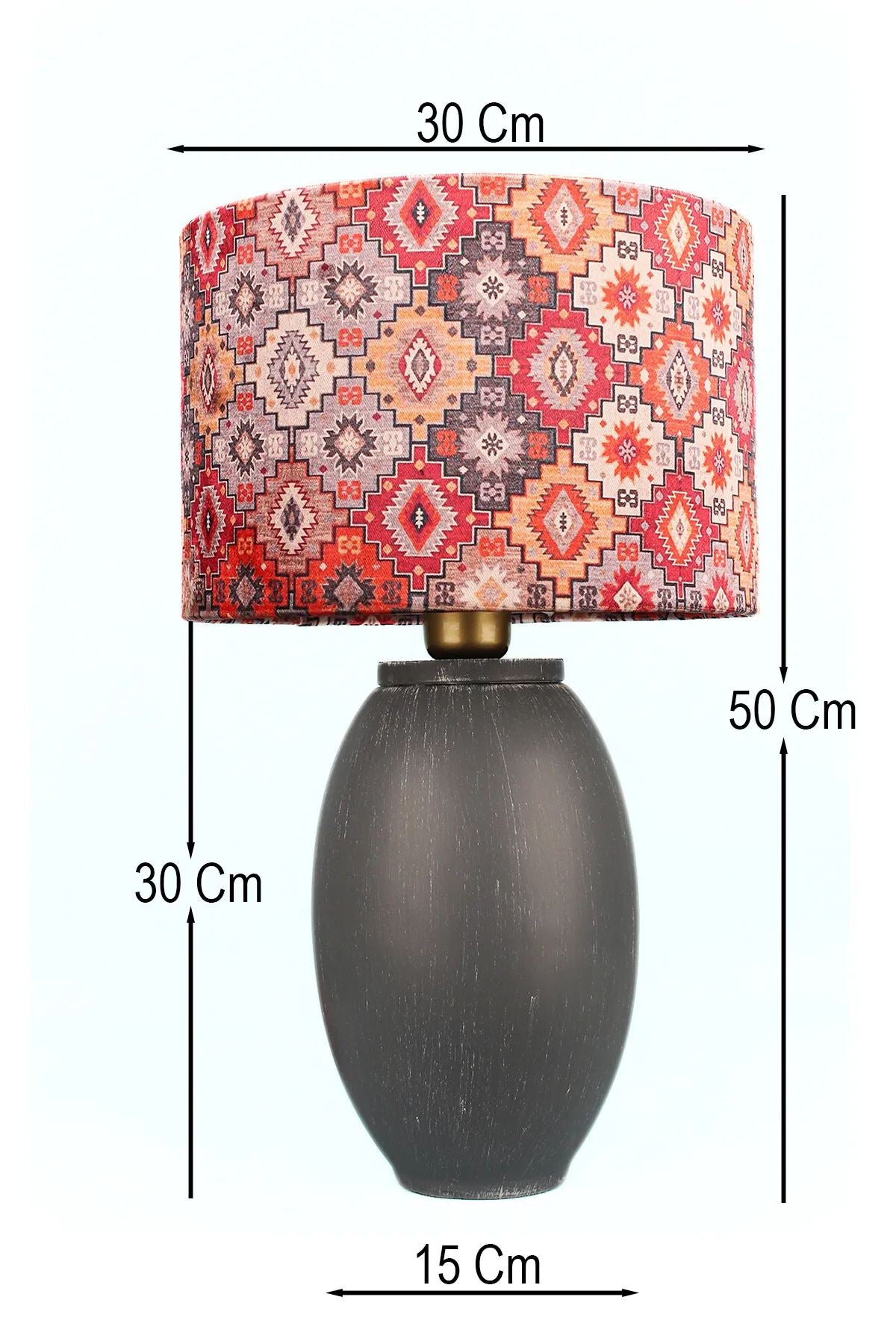 Candeeiro de Mesa de Cerâmica – 50 cm – Cinza