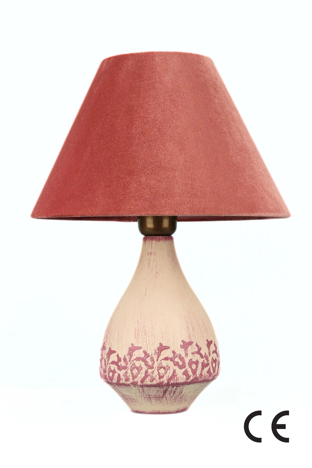 Candeeiro de Mesa – 40 cm – Rosa – Cerâmica