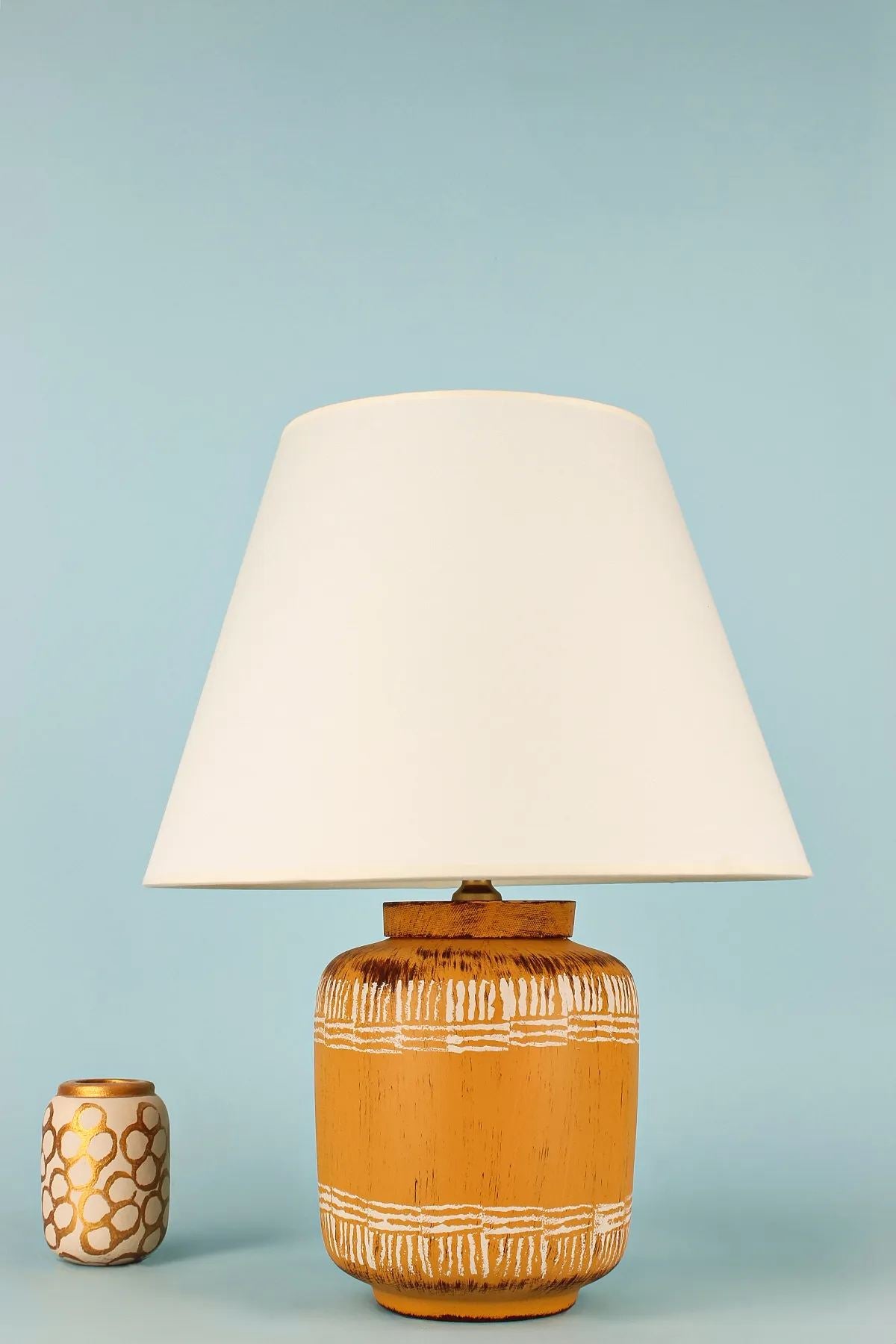 Candeeiro de Mesa de Cerâmica – 46 cm – Laranja
