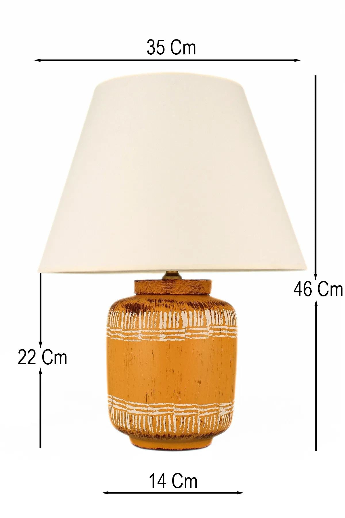 Candeeiro de Mesa de Cerâmica – 46 cm – Laranja