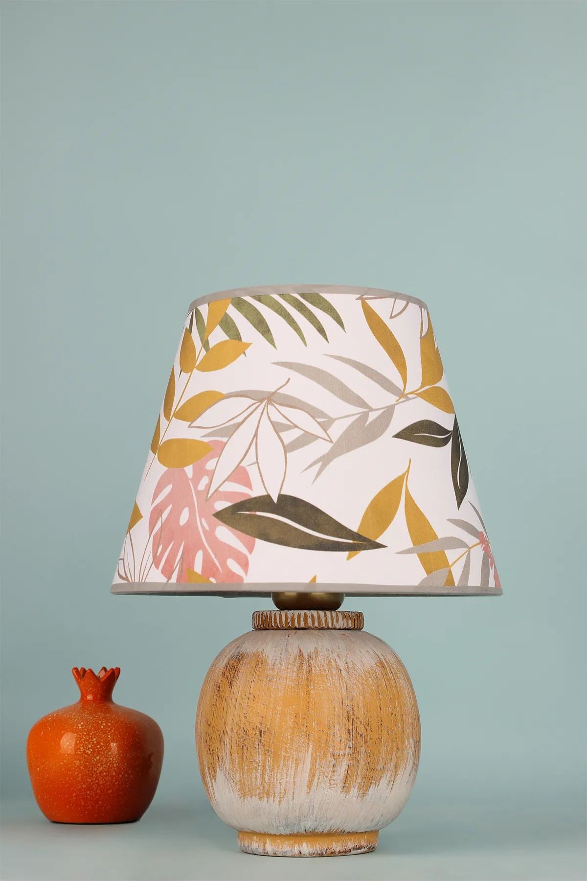 Candeeiro de Mesa – Ø25 h:20 cm – Laranja – Cerâmica