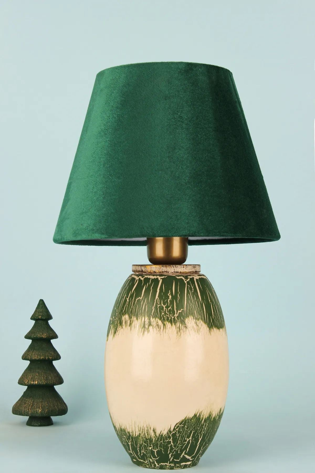 Candeeiro de Mesa – 44 cm – Verde – Cerâmica