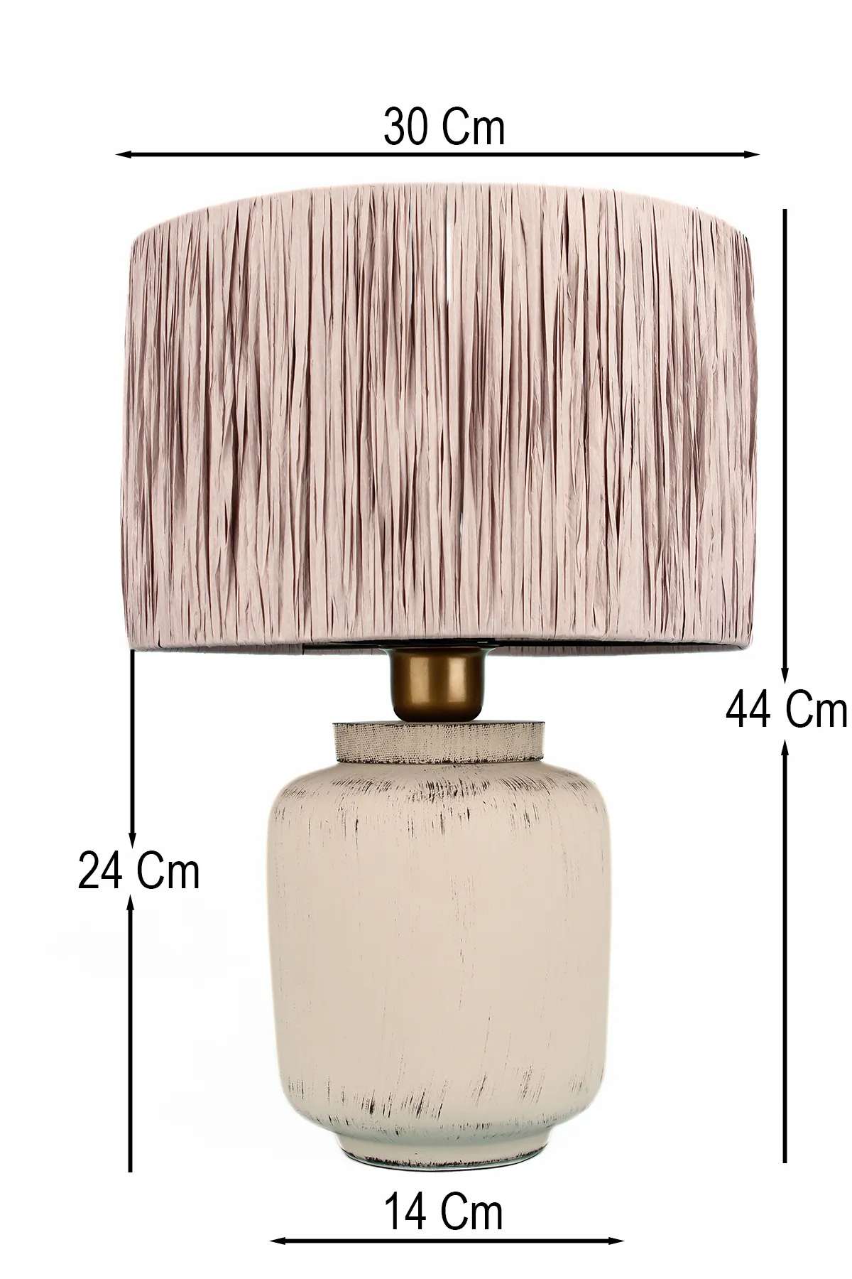 Candeeiro de Mesa – 44 cm – Creme – Cerâmica