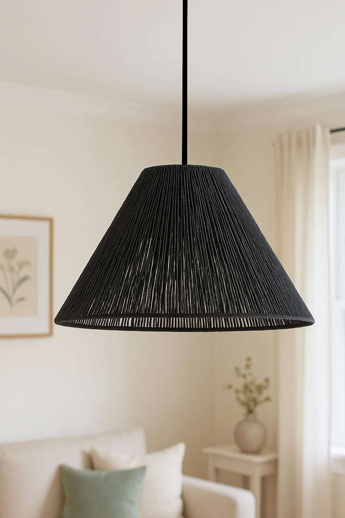 Candeeiro de Teto - 30 cm - Preto - Plástico