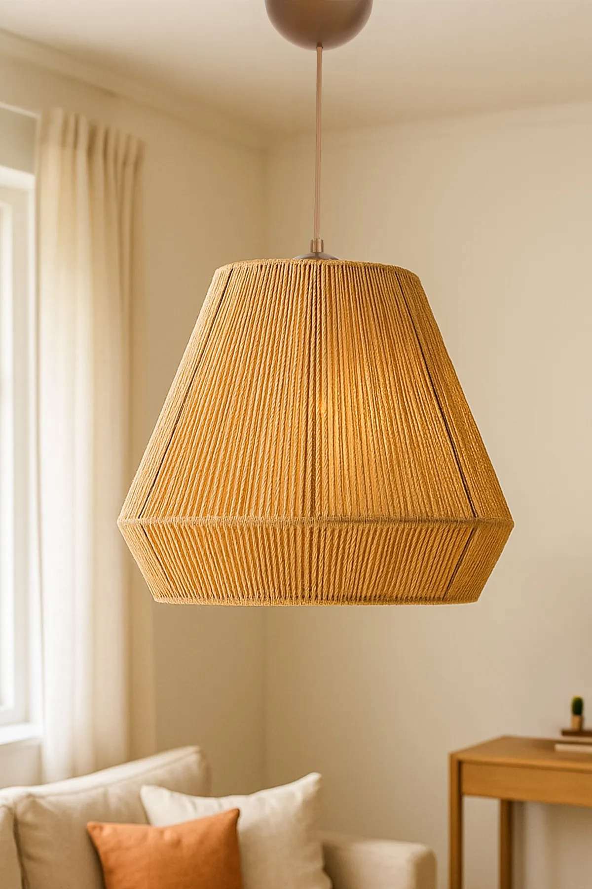 Candeeiro de Teto – 24-60 cm – Bege – Plástico