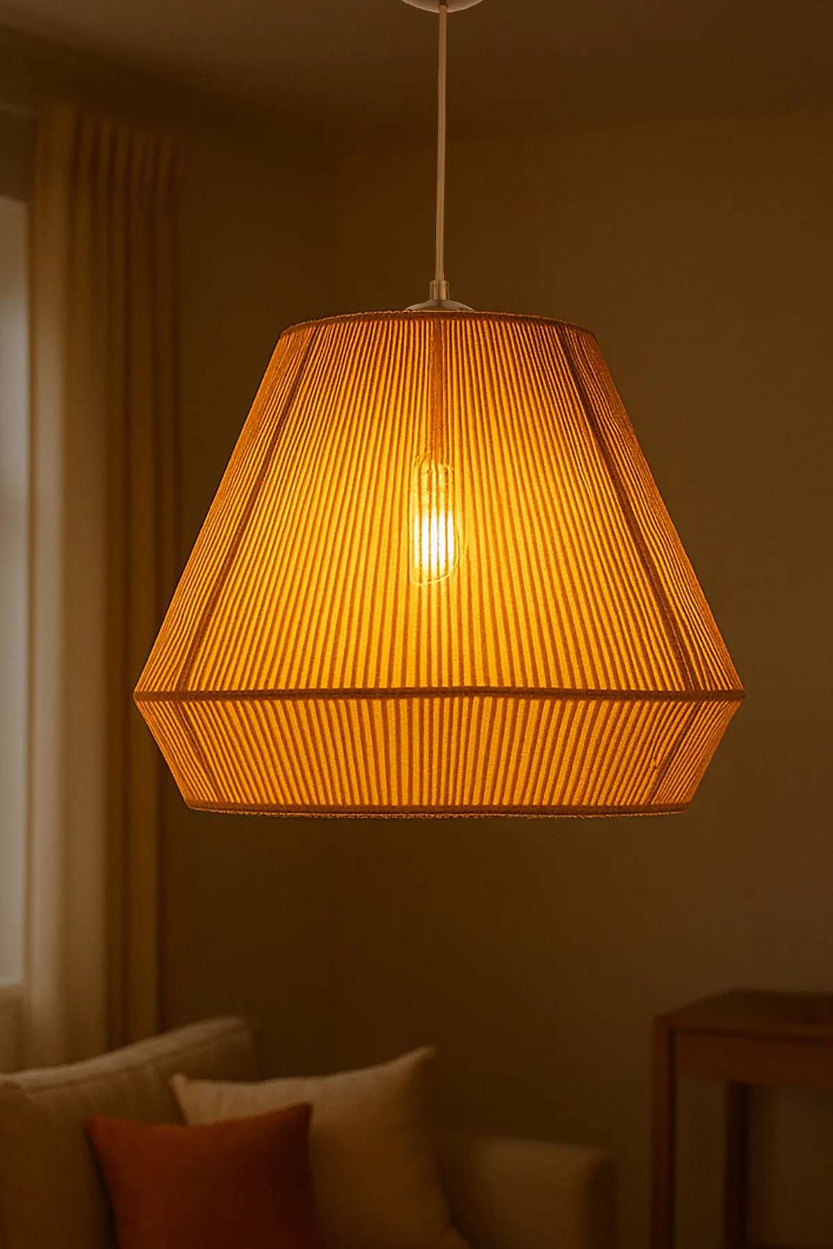Candeeiro de Teto – 24-60 cm – Bege – Plástico