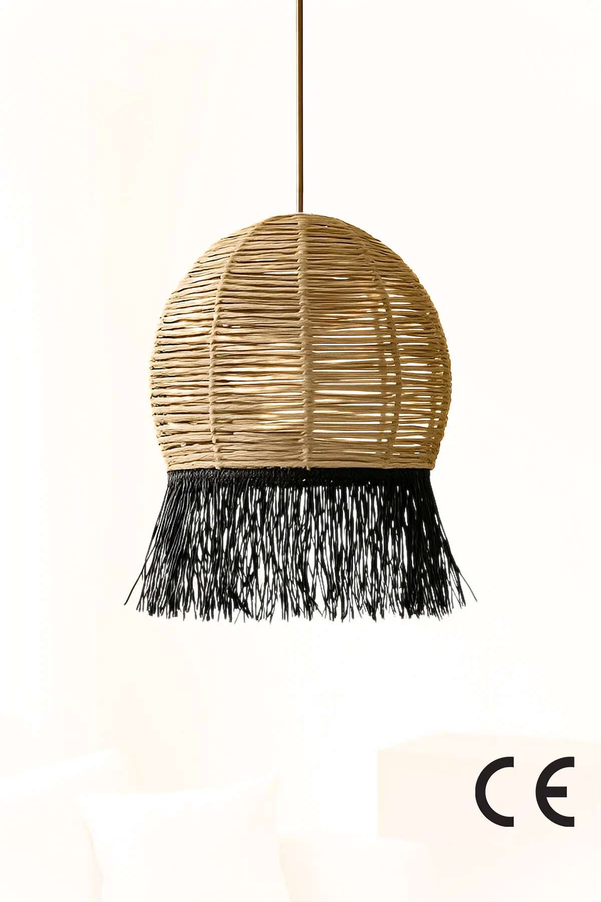 Candeeiro de Teto – 35 - 70 cm – Bege e Preto – Plástico