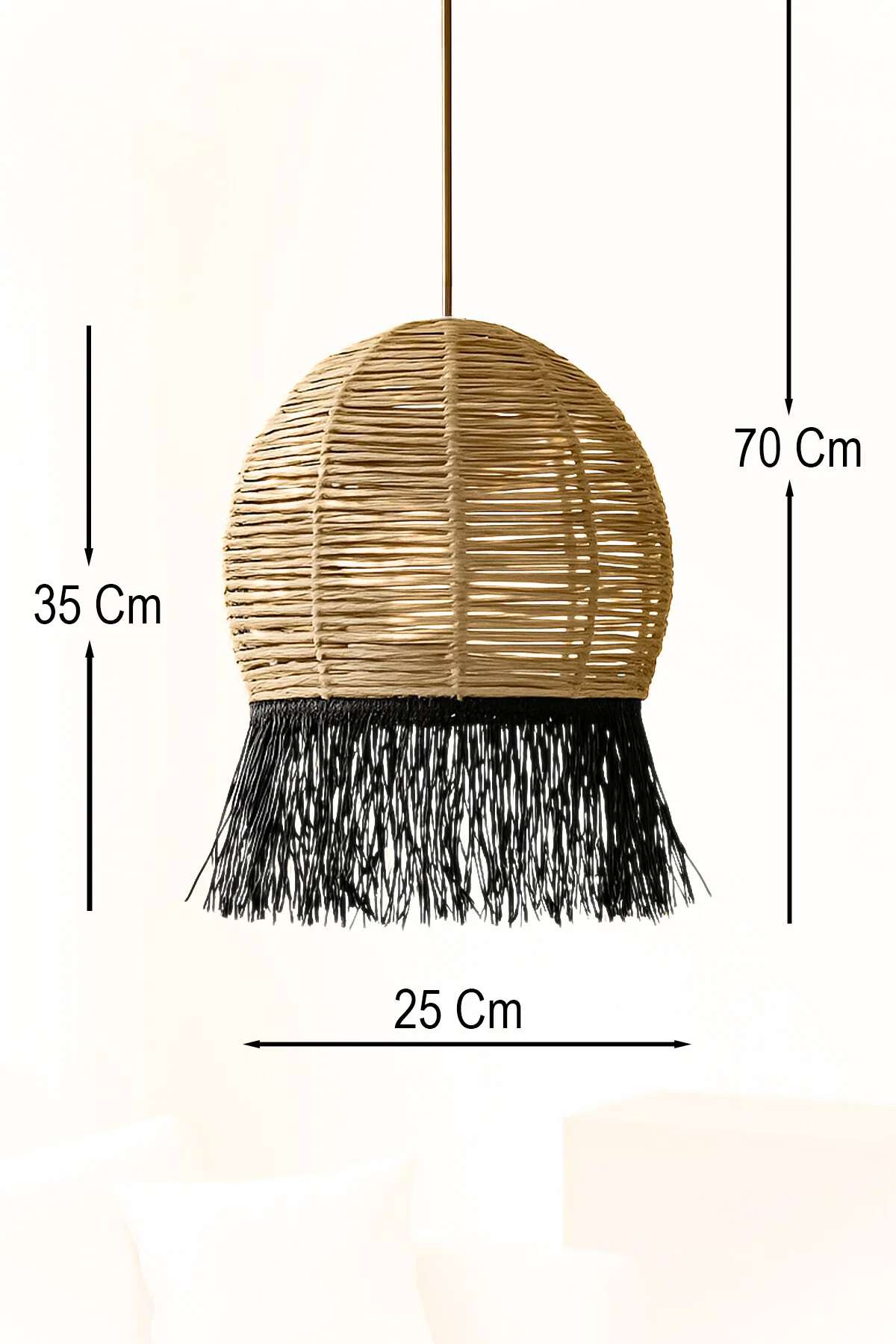 Candeeiro de Teto – 35 - 70 cm – Bege e Preto – Plástico