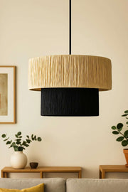 Candeeiro de Teto – 22-48 cm – Creme e preto – Plástico