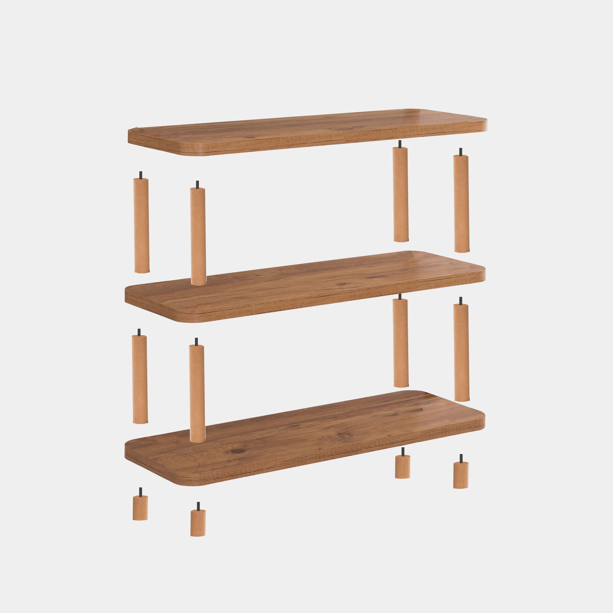 Estante rústica em aglomerado revestido de melamina – 80 cm x 75 cm x 28 cm – Pinheiro Atlântico